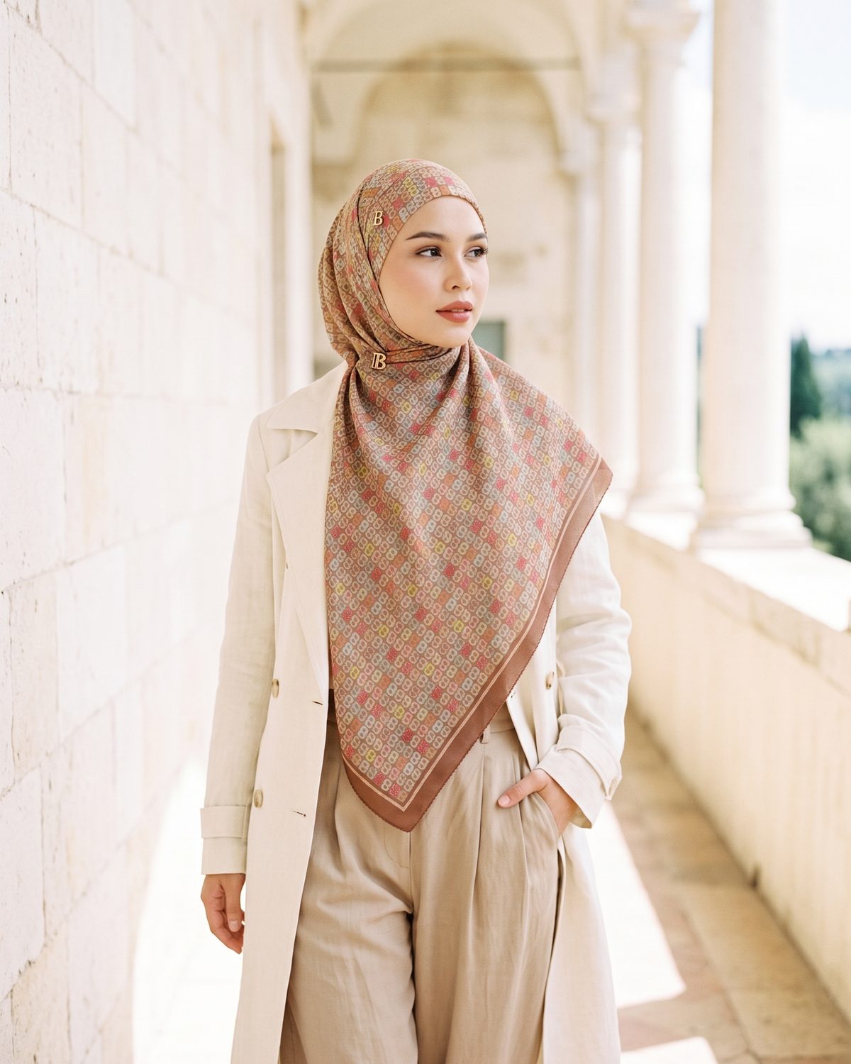 Hijab Khiban khimar Bandana Motif Nagita X Buttonscarves Voal Premium
